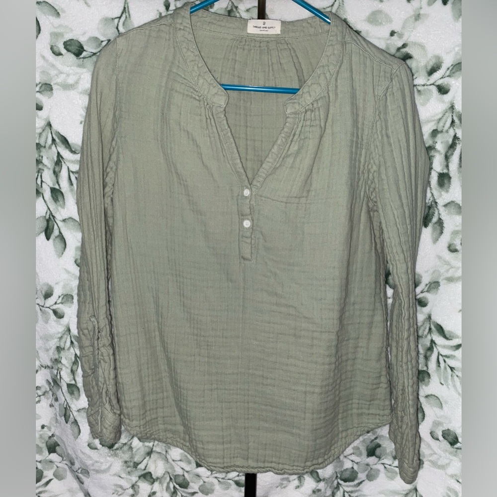 Green 3/4 Long Sleeve Blouse